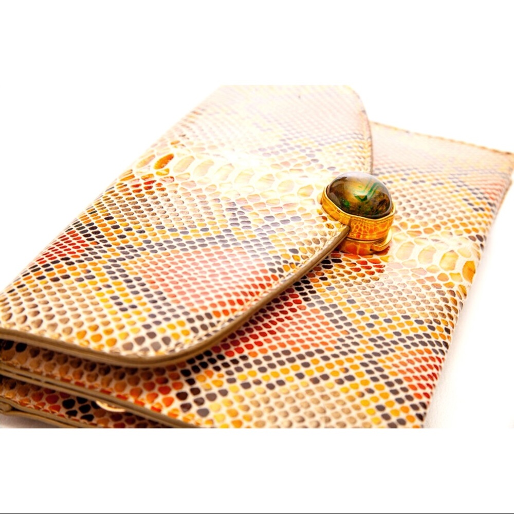 Sondra Roberts Multi-Colored Snakeskin Clutch